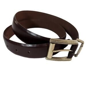 B.A.S. Women's Large Genuine Leather Belt Gold buckle and Clasp Casual Career